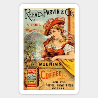 60s vintage mountain coffee Sticker